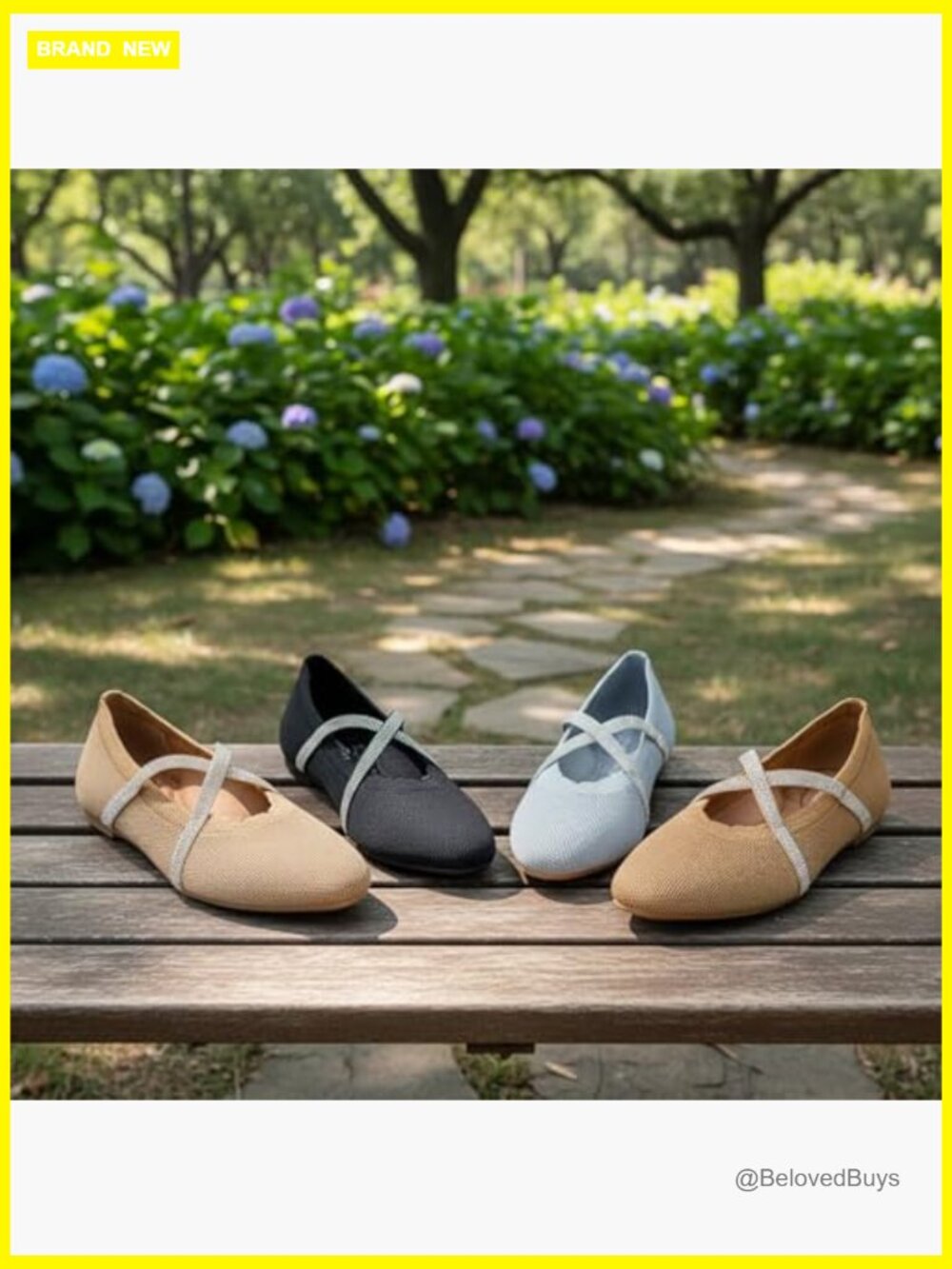 Women's Square Toe Mary Jane Ballet Flats Cross Strap Washable Knit Comfortable - Picture 7 of 7